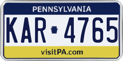 PA license plate KAR4765