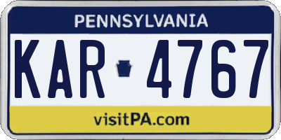 PA license plate KAR4767