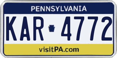 PA license plate KAR4772