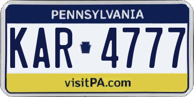 PA license plate KAR4777