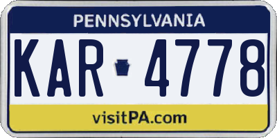 PA license plate KAR4778