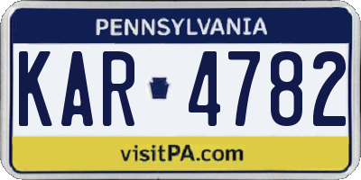 PA license plate KAR4782
