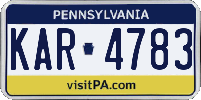 PA license plate KAR4783