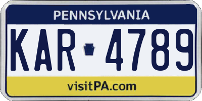 PA license plate KAR4789