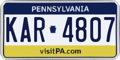 PA license plate KAR4807