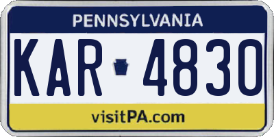 PA license plate KAR4830