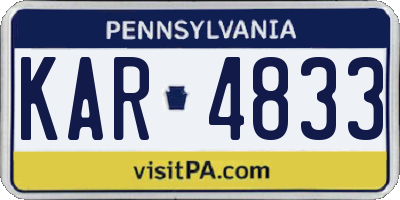 PA license plate KAR4833