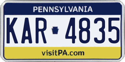 PA license plate KAR4835