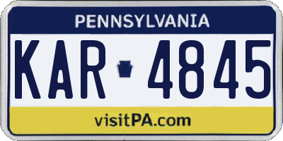 PA license plate KAR4845