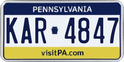PA license plate KAR4847