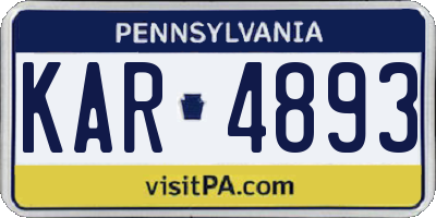 PA license plate KAR4893