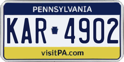 PA license plate KAR4902