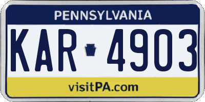 PA license plate KAR4903