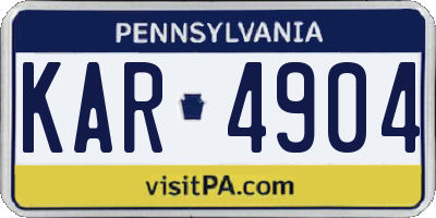 PA license plate KAR4904