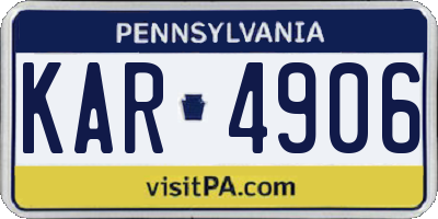 PA license plate KAR4906