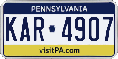 PA license plate KAR4907