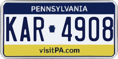 PA license plate KAR4908