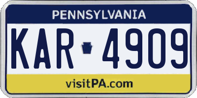 PA license plate KAR4909