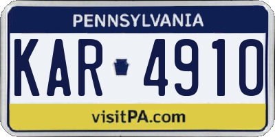 PA license plate KAR4910