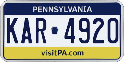 PA license plate KAR4920