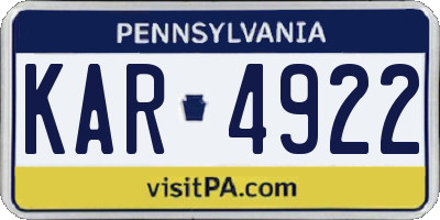 PA license plate KAR4922