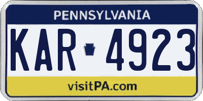 PA license plate KAR4923