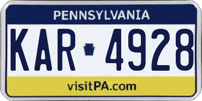 PA license plate KAR4928