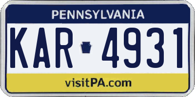 PA license plate KAR4931