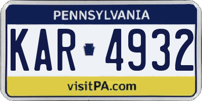 PA license plate KAR4932