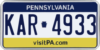 PA license plate KAR4933