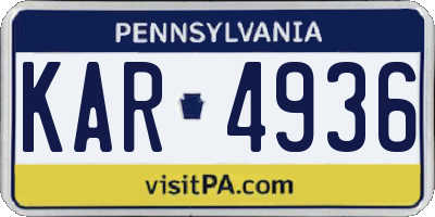 PA license plate KAR4936