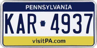 PA license plate KAR4937