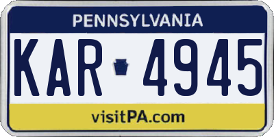 PA license plate KAR4945