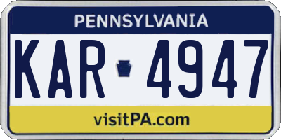 PA license plate KAR4947