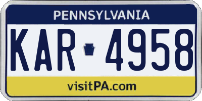PA license plate KAR4958