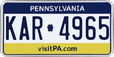 PA license plate KAR4965
