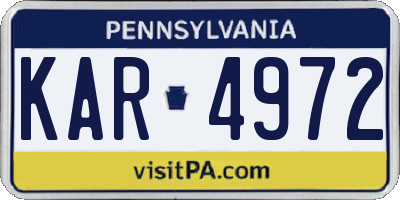 PA license plate KAR4972