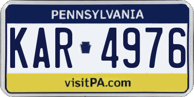 PA license plate KAR4976