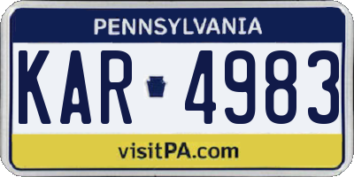 PA license plate KAR4983