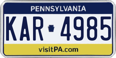 PA license plate KAR4985