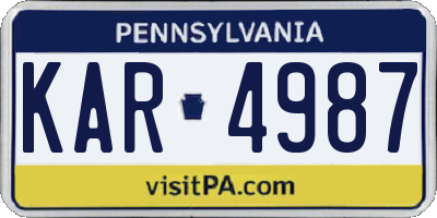 PA license plate KAR4987