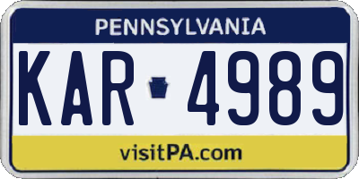 PA license plate KAR4989