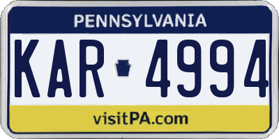 PA license plate KAR4994
