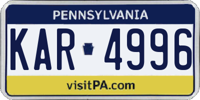 PA license plate KAR4996