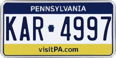 PA license plate KAR4997