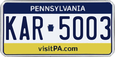 PA license plate KAR5003