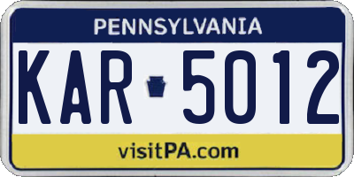 PA license plate KAR5012