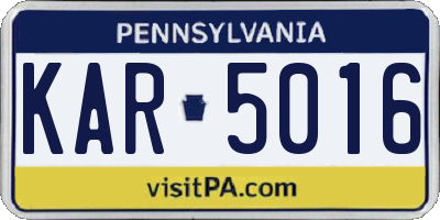 PA license plate KAR5016