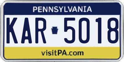 PA license plate KAR5018