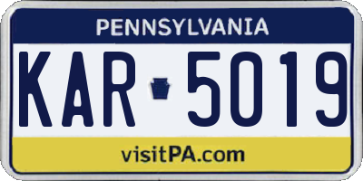 PA license plate KAR5019